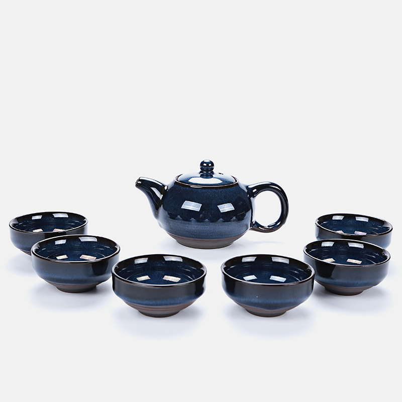 어 번체 Drinkware 세라믹 도자기 가마 변경 차 세트 주전자 찻잔 쿵푸 차 세트 1 차 주전자 6 차 컵 선물 상자/Chinese Traditional Drinkware Ceramic Porcelain Kiln Change Tea Set Teapot Te